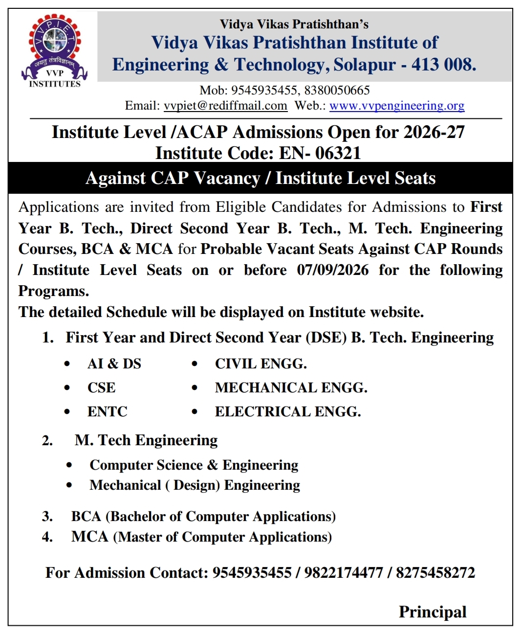 Admission 2026-27